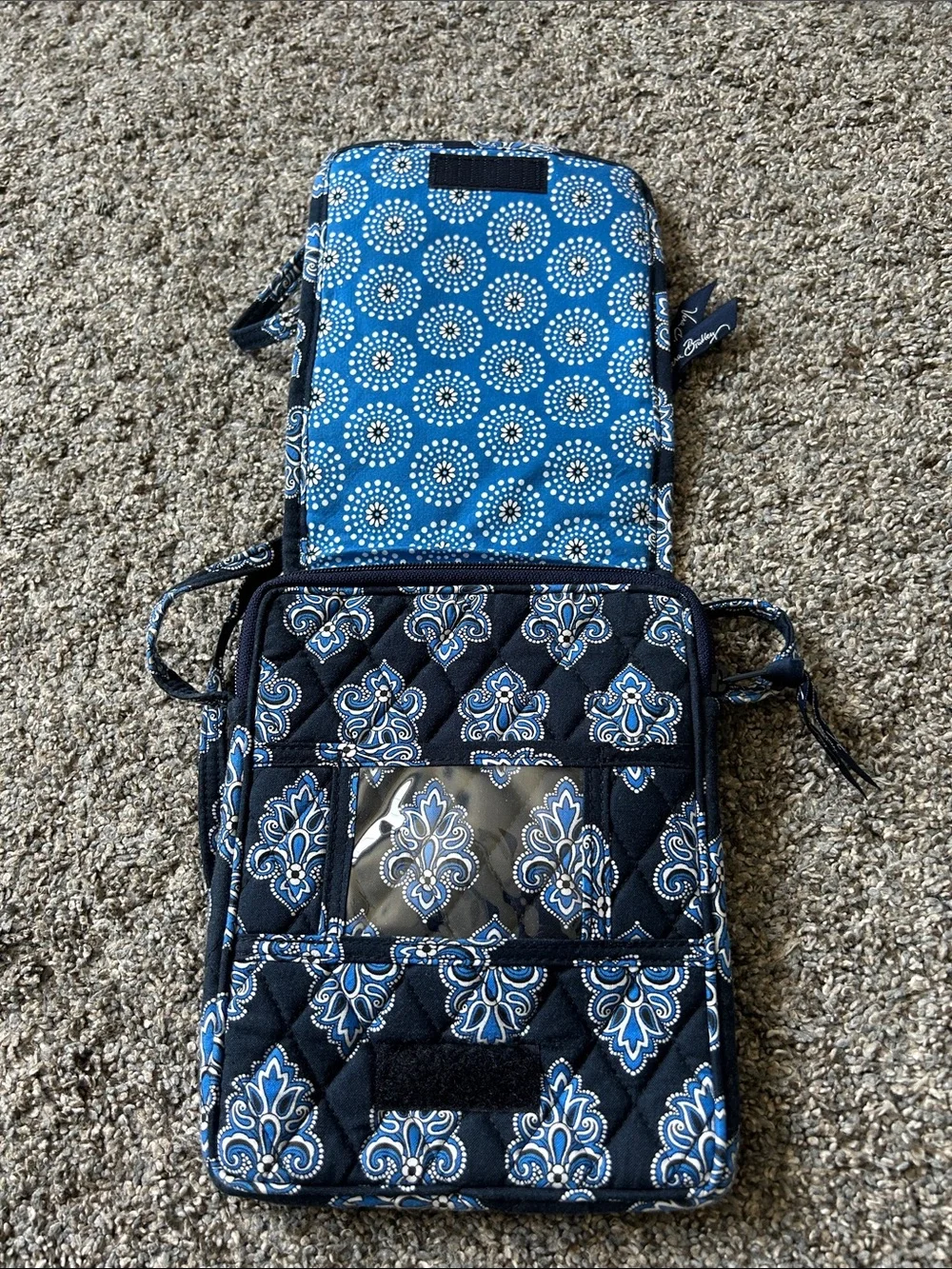 Vera Bradley Navy and Light Blue Quilted Crossbody with Matching Wallet